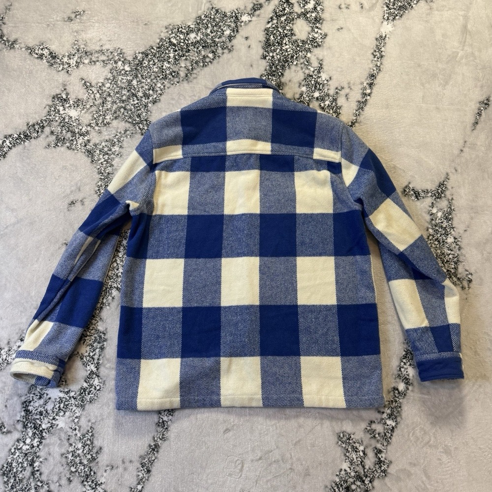 BDG Overshirt Mens Size S Blue Brushed Buffalo Plaid Long Sleeve Button‎ Down - Picture 2 of 9